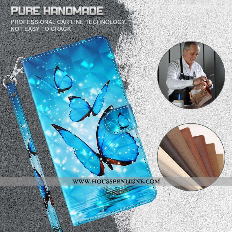 Housse Xiaomi Redmi Note 11 Pro / Note 11 Pro 5G Papillons Bleus Volants