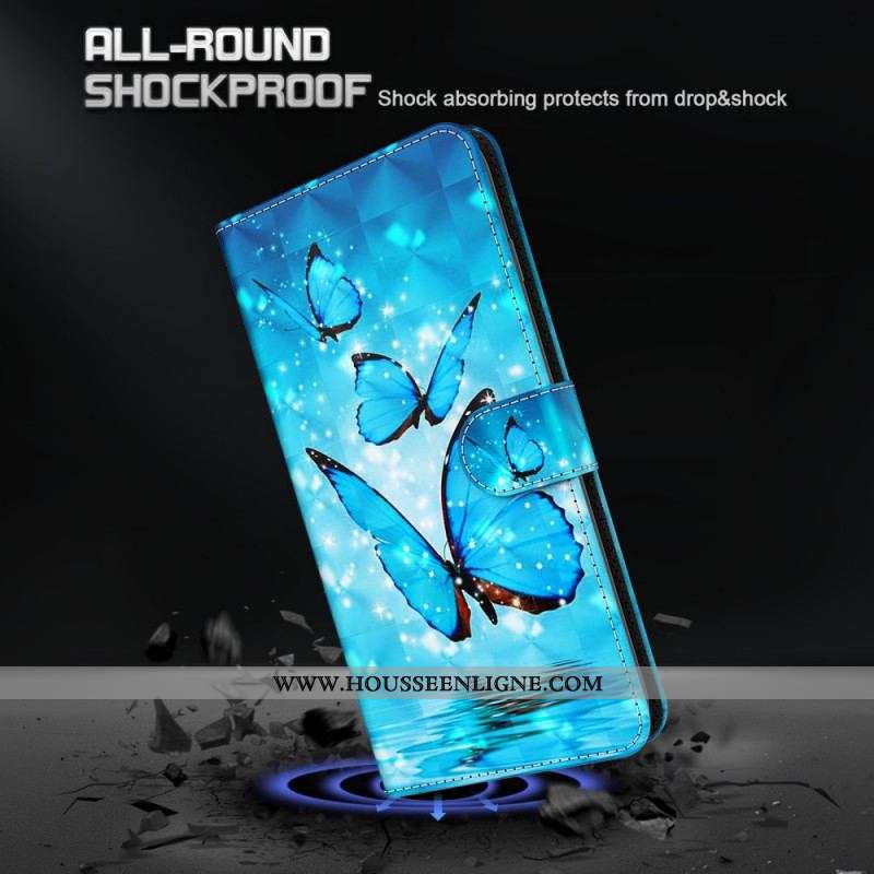 Housse Xiaomi Redmi Note 11 Pro / Note 11 Pro 5G Papillons Bleus Volants