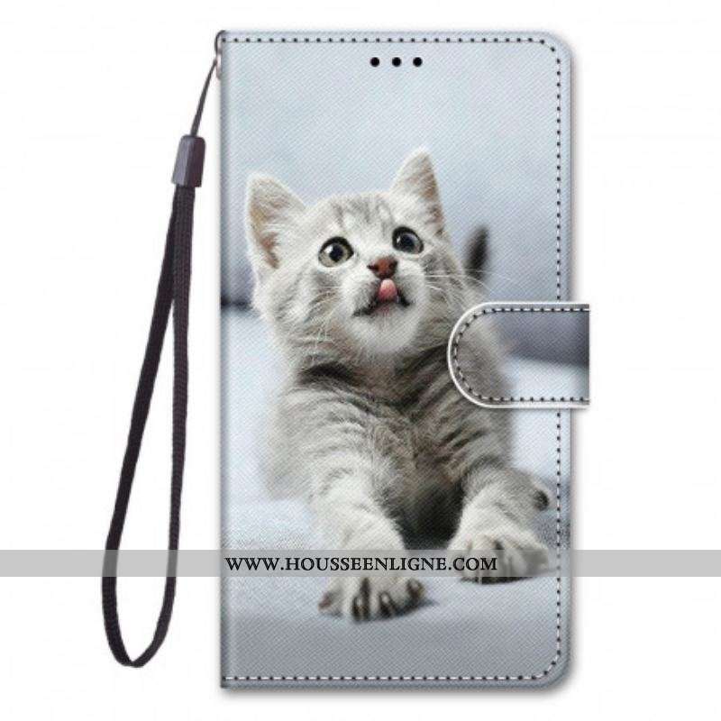 Housse Xiaomi Redmi Note 11 Pro Plus 5G Chaton Gris à Lanière