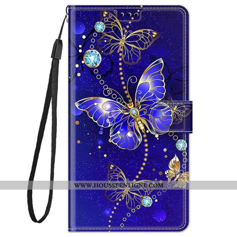 Housse Xiaomi Redmi Note 11 Pro Plus 5G Fan des Papillons à Lanière