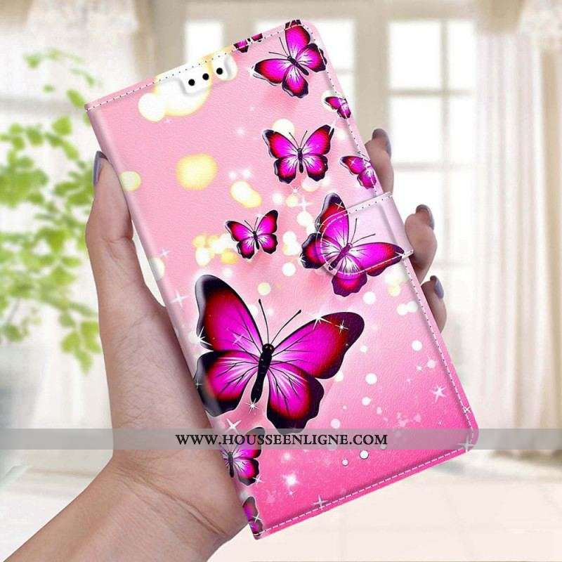 Housse Xiaomi Redmi Note 11 Pro Plus 5G Fan des Papillons à Lanière