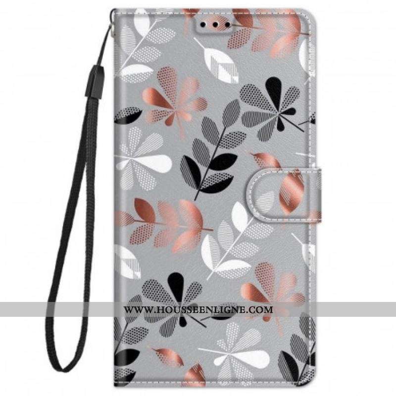 Housse Xiaomi Redmi Note 11 Pro Plus 5G Feuilles avec Lanière