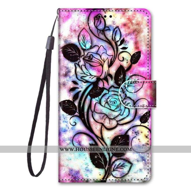 Housse Xiaomi Redmi Note 11 Pro Plus 5G Fleurs à Lanière