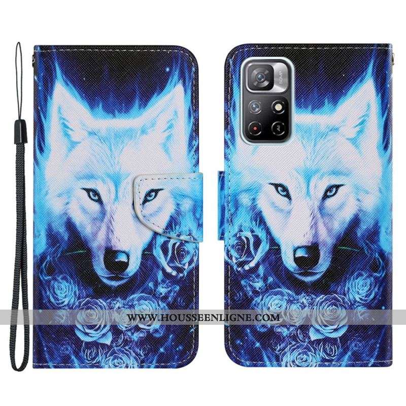 Housse Xiaomi Redmi Note 11 Pro Plus 5G Loup avec Lanière