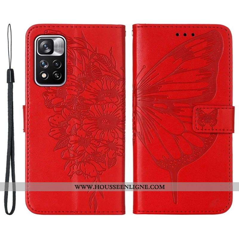 Housse Xiaomi Redmi Note 11 Pro Plus 5G Papillon Design avec Lanière