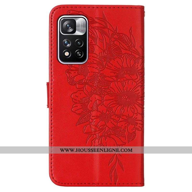 Housse Xiaomi Redmi Note 11 Pro Plus 5G Papillon Design avec Lanière