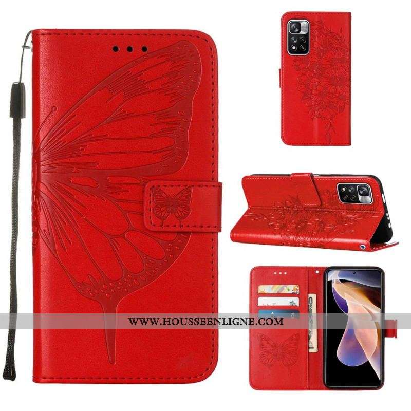 Housse Xiaomi Redmi Note 11 Pro Plus 5G Papillon Design avec Lanière