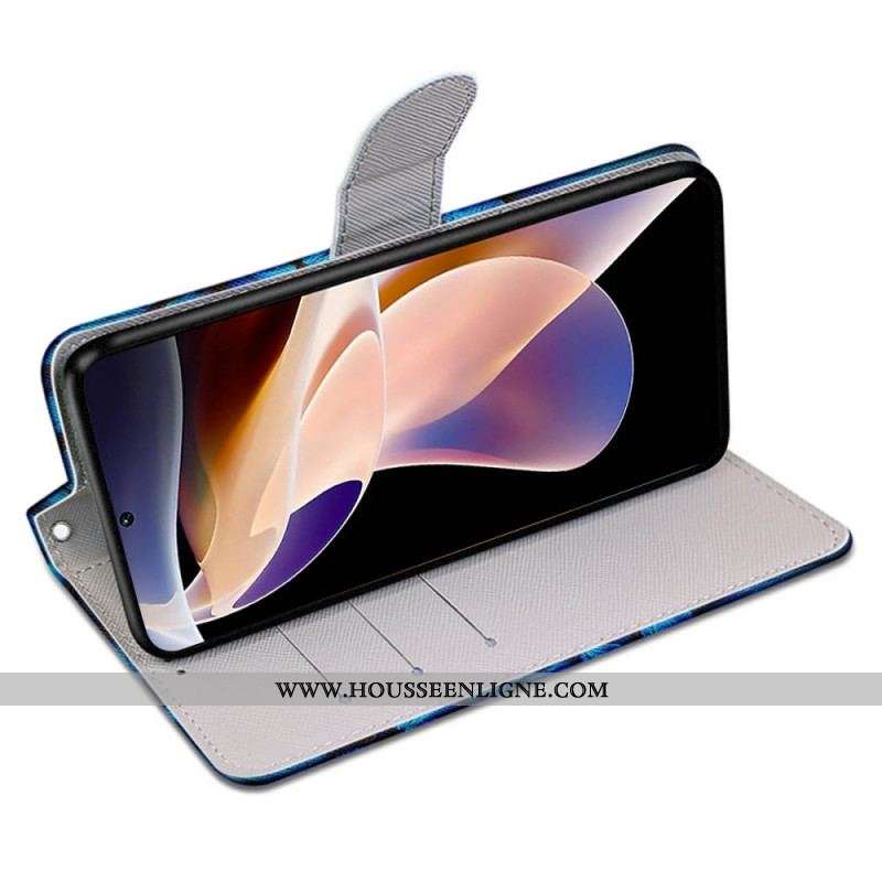 Housse Xiaomi Redmi Note 11 Pro Plus 5G Papillon Rouge Sur Fond Bleu
