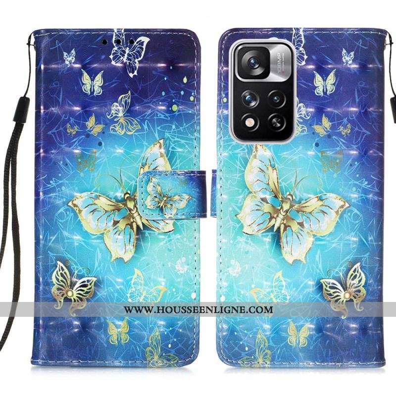Housse Xiaomi Redmi Note 11 Pro Plus 5G Papillons Dorés