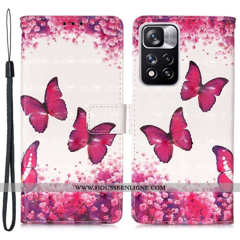 Housse Xiaomi Redmi Note 11 Pro Plus 5G Papillons Rouges