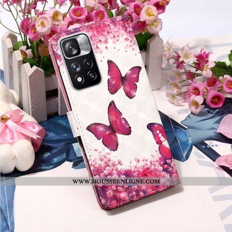 Housse Xiaomi Redmi Note 11 Pro Plus 5G Papillons Rouges