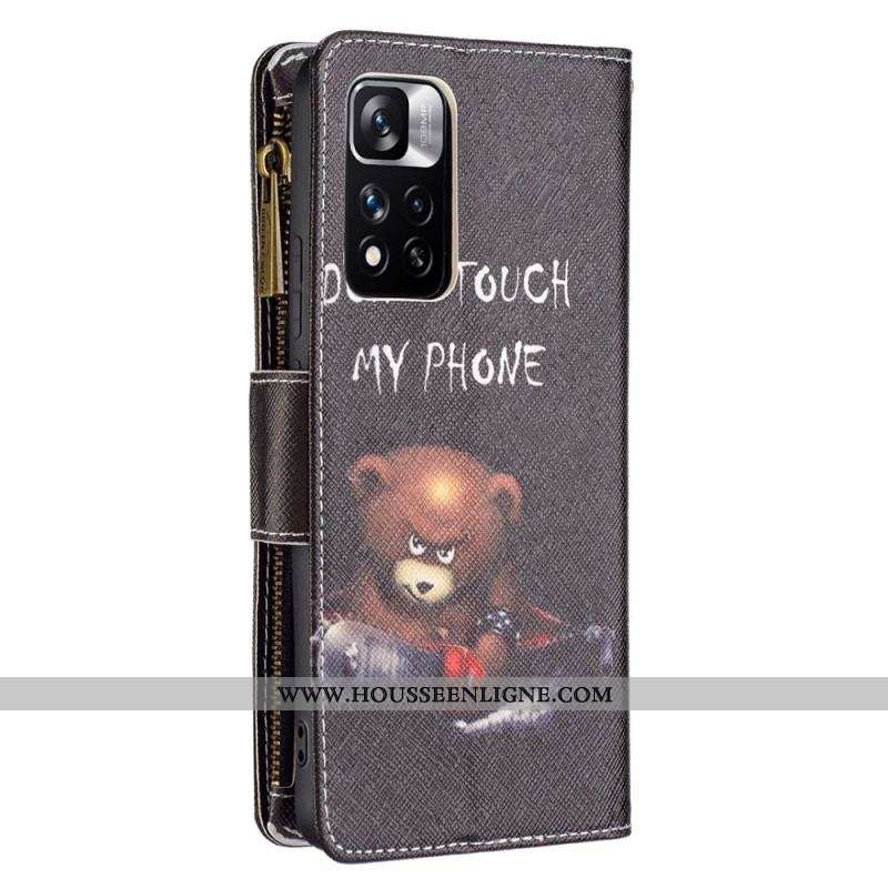 Housse Xiaomi Redmi Note 11 Pro Plus 5G Poche Zippée Ours