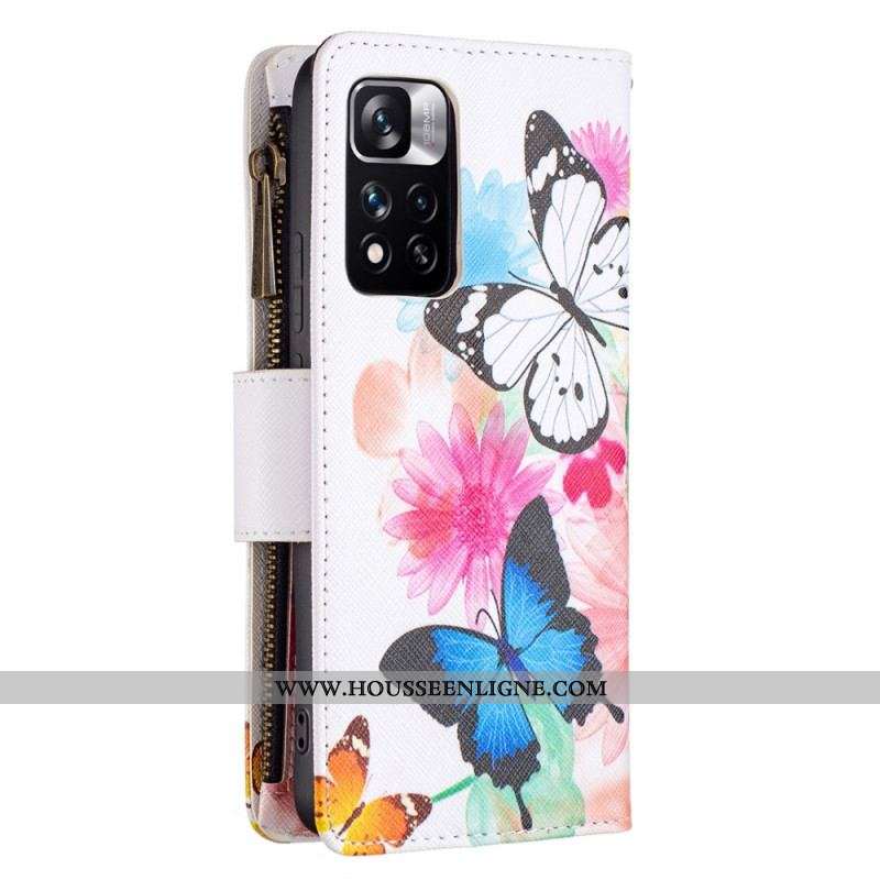 Housse Xiaomi Redmi Note 11 Pro Plus 5G Poche Zippée Papillons