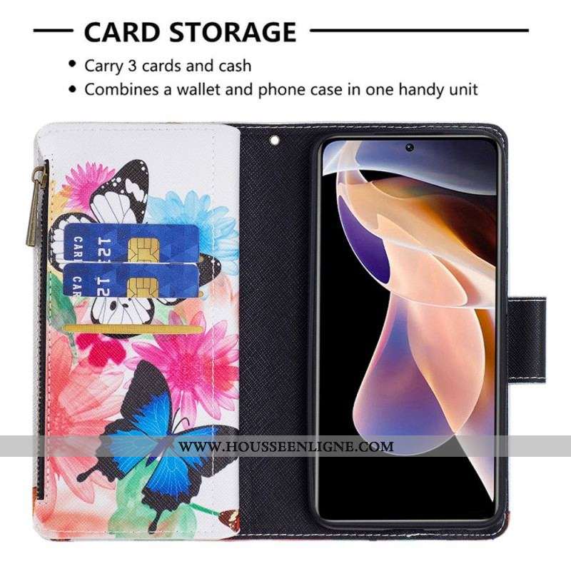 Housse Xiaomi Redmi Note 11 Pro Plus 5G Poche Zippée Papillons