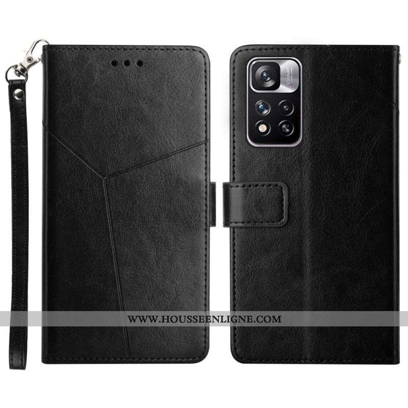 Housse Xiaomi Redmi Note 11 Pro Plus 5G Style Cuir Géométrique à Lanière