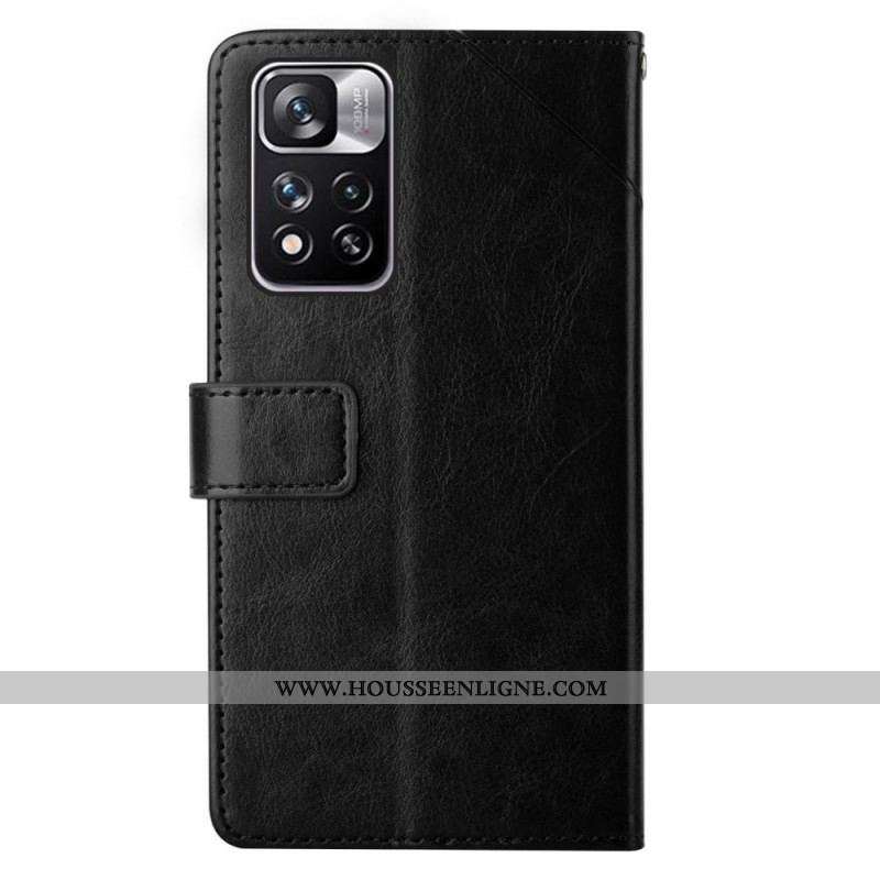 Housse Xiaomi Redmi Note 11 Pro Plus 5G Style Cuir Géométrique à Lanière