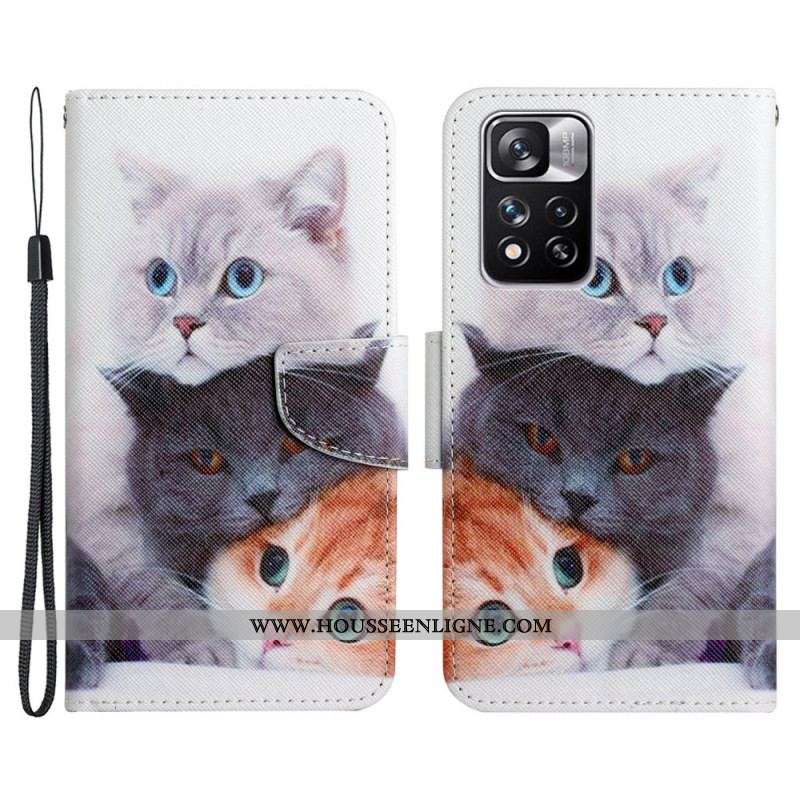 Housse Xiaomi Redmi Note 11 Pro Plus 5G Tas de Chats Lanière