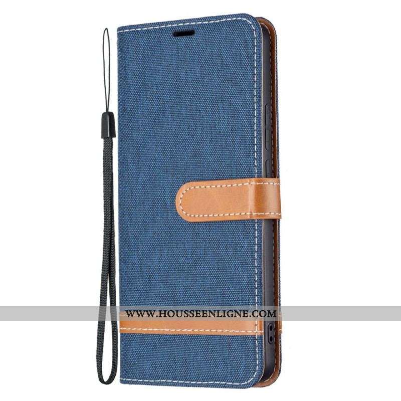 Housse Xiaomi Redmi Note 11 Pro Plus 5G Tissu et Effet Cuir à Lanière