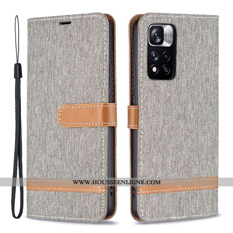Housse Xiaomi Redmi Note 11 Pro Plus 5G Tissu et Effet Cuir à Lanière