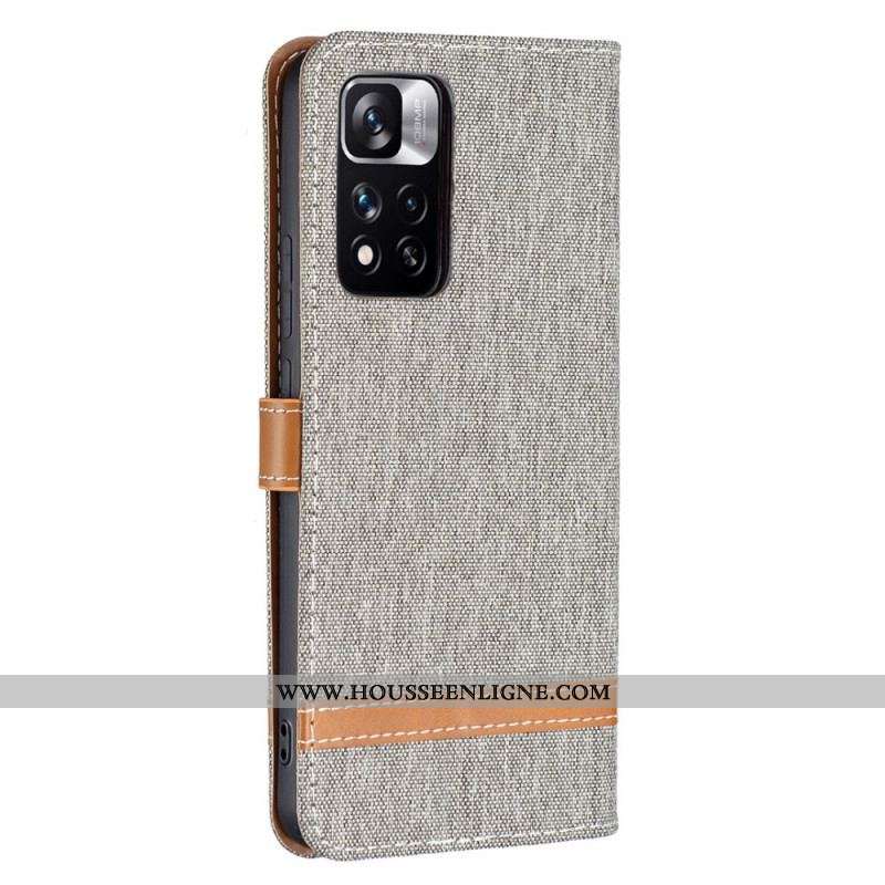 Housse Xiaomi Redmi Note 11 Pro Plus 5G Tissu et Effet Cuir à Lanière