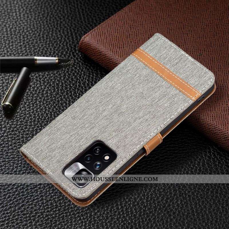 Housse Xiaomi Redmi Note 11 Pro Plus 5G Tissu et Effet Cuir à Lanière