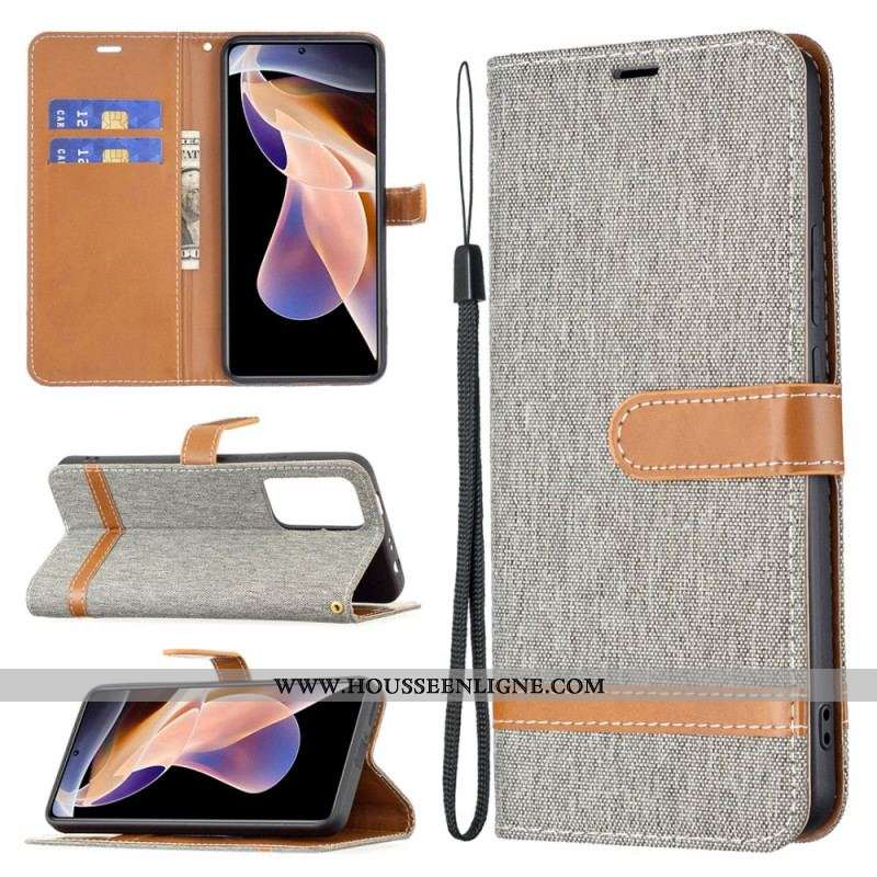 Housse Xiaomi Redmi Note 11 Pro Plus 5G Tissu et Effet Cuir à Lanière