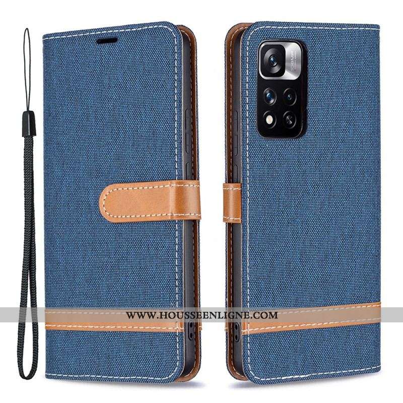 Housse Xiaomi Redmi Note 11 Pro Plus 5G Tissu et Effet Cuir à Lanière