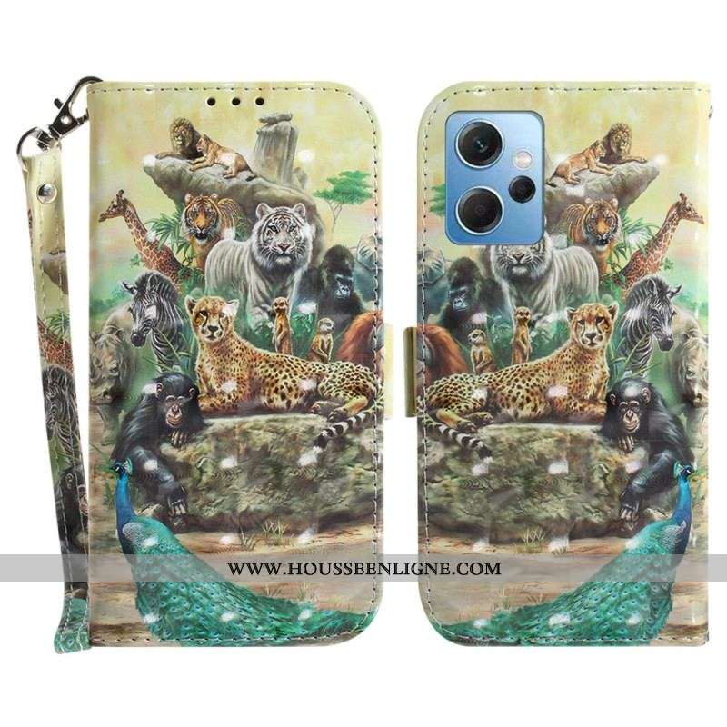 Housse Xiaomi Redmi Note 12 4G Animaux Safari à Lanière