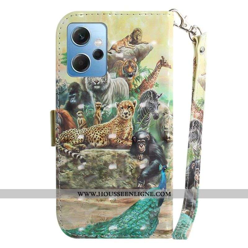 Housse Xiaomi Redmi Note 12 4G Animaux Safari à Lanière