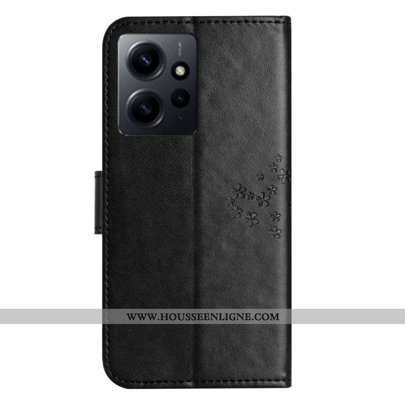 Housse Xiaomi Redmi Note 12 4G Arbre et Chat à Lanière