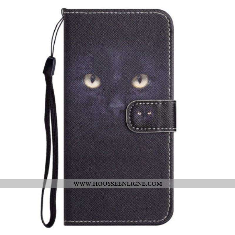 Housse Xiaomi Redmi Note 12 4G Chat aux Yeux Verts avec lanière