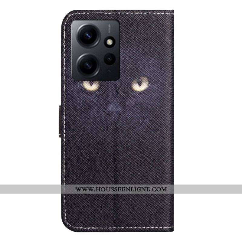 Housse Xiaomi Redmi Note 12 4G Chat aux Yeux Verts avec lanière