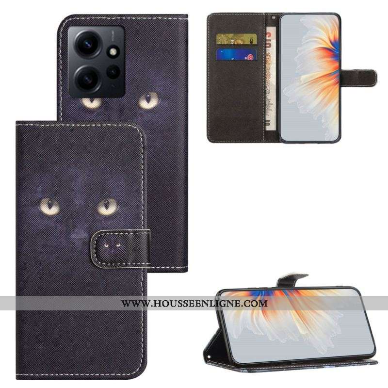 Housse Xiaomi Redmi Note 12 4G Chat aux Yeux Verts avec lanière