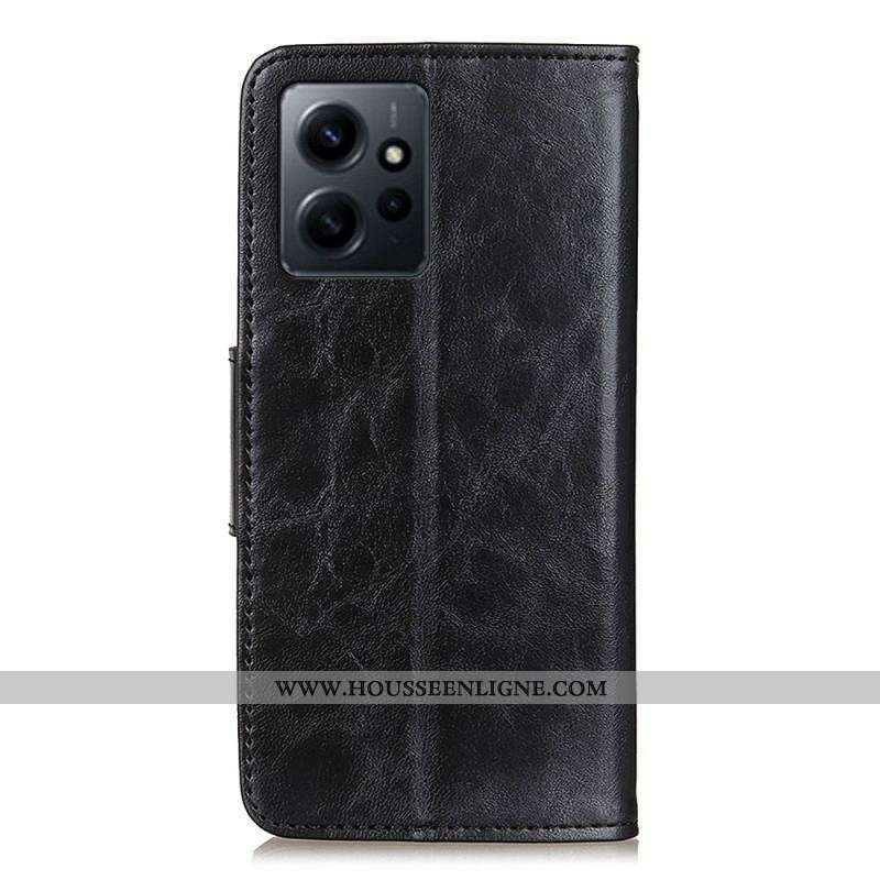 Housse Xiaomi Redmi Note 12 4G Cuir Fendu Fermoir Réversible