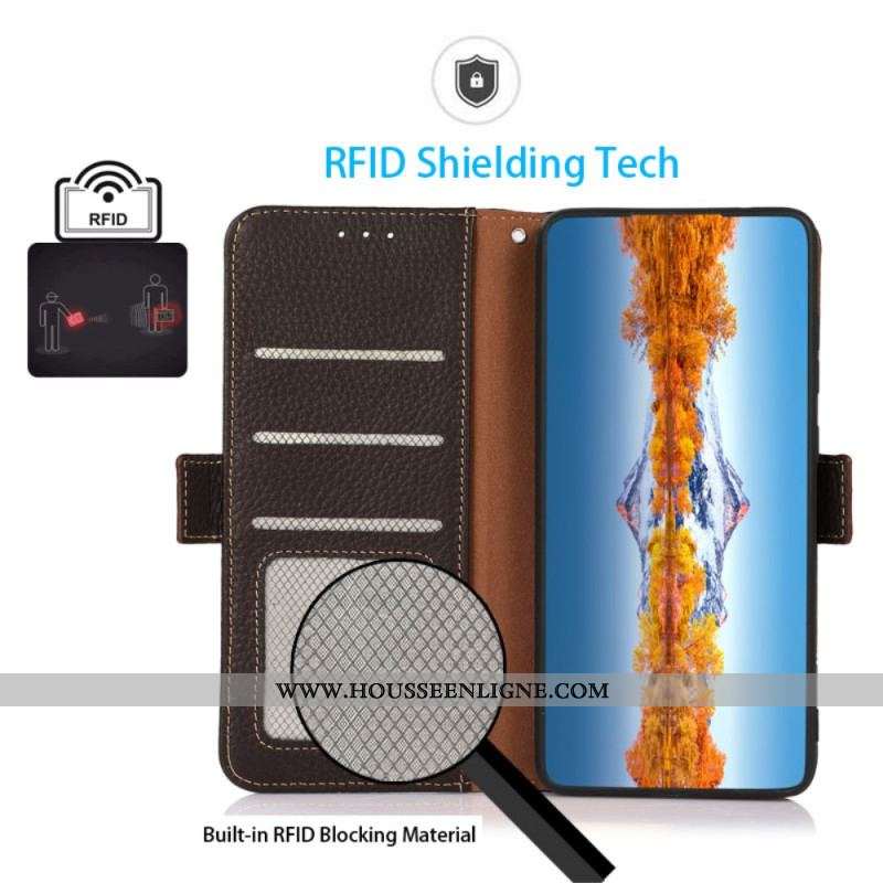 Housse Xiaomi Redmi Note 12 4G Cuir Litchi KHAZNEH RFID