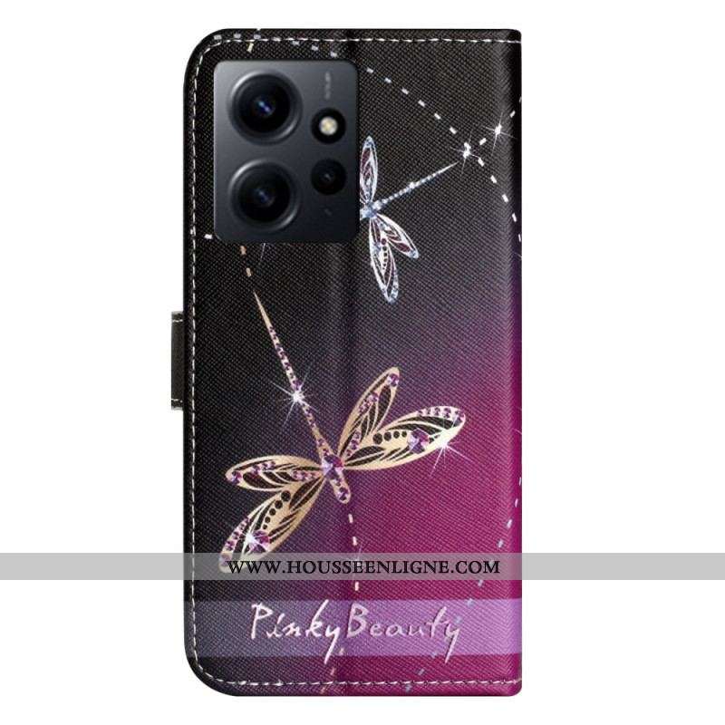 Housse Xiaomi Redmi Note 12 4G Libellules à Lanière