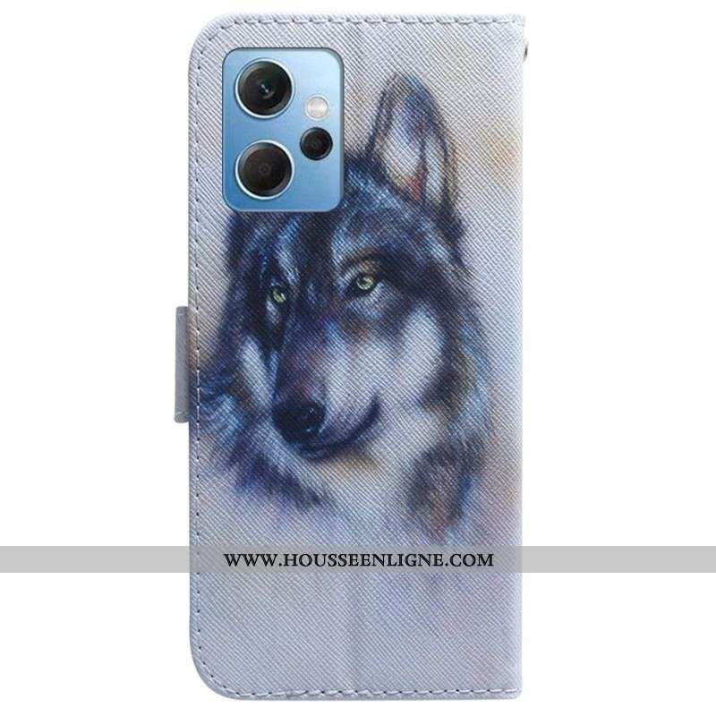 Housse Xiaomi Redmi Note 12 4G Loup Aquarelle