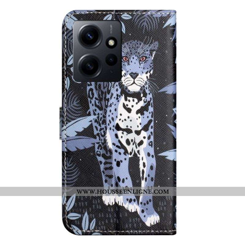 Housse Xiaomi Redmi Note 12 4G Léopard à Lanière