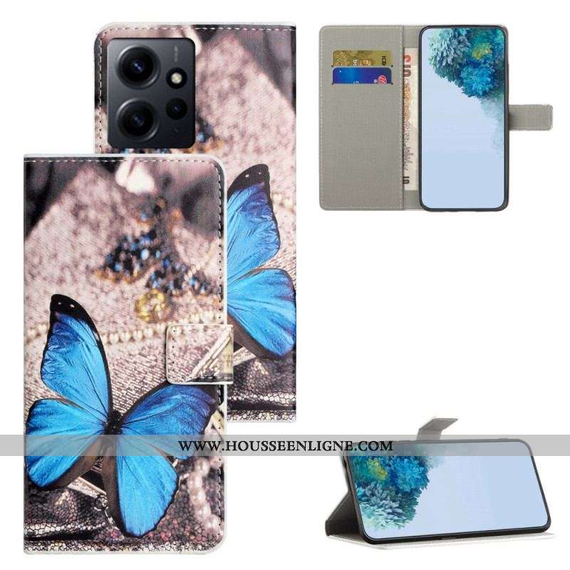 Housse Xiaomi Redmi Note 12 4G Papillon Bleu