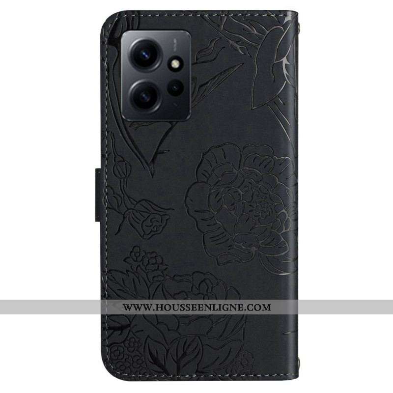 Housse Xiaomi Redmi Note 12 4G Papillons et Lanière