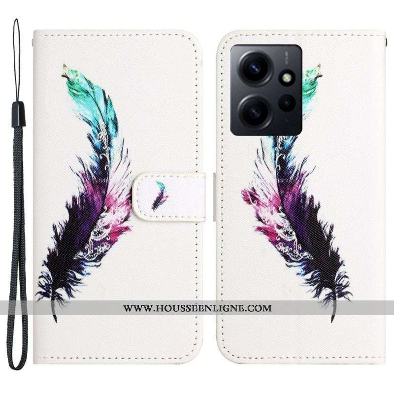 Housse Xiaomi Redmi Note 12 4G Plume à Lanière