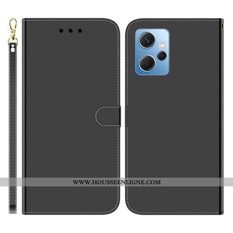 Housse Xiaomi Redmi Note 12 4G Simili Cuir Miroir avec Lanière