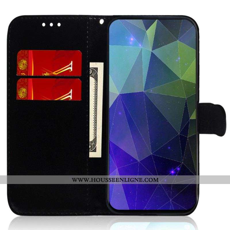 Housse Xiaomi Redmi Note 12 4G Simili Cuir Miroir avec Lanière
