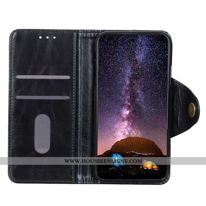 Housse Xiaomi Redmi Note 12 4G Simili Cuir Verni Bouton KHAZNEH