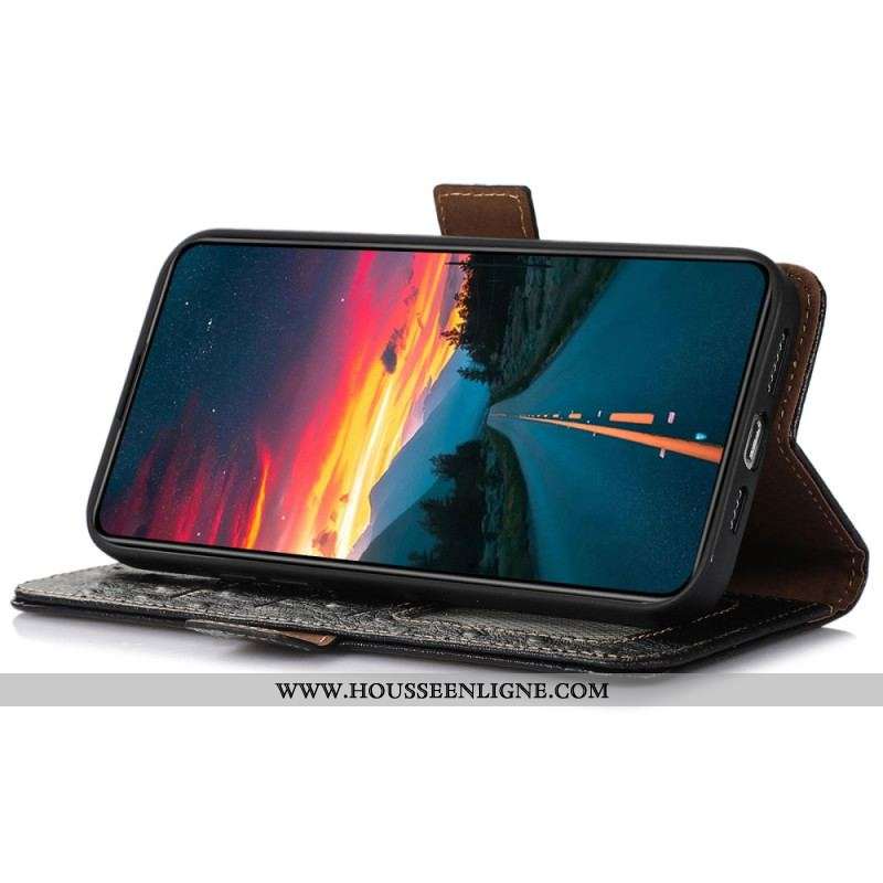 Housse Xiaomi Redmi Note 12 4G Véritable Cuir Style Autruche RFID