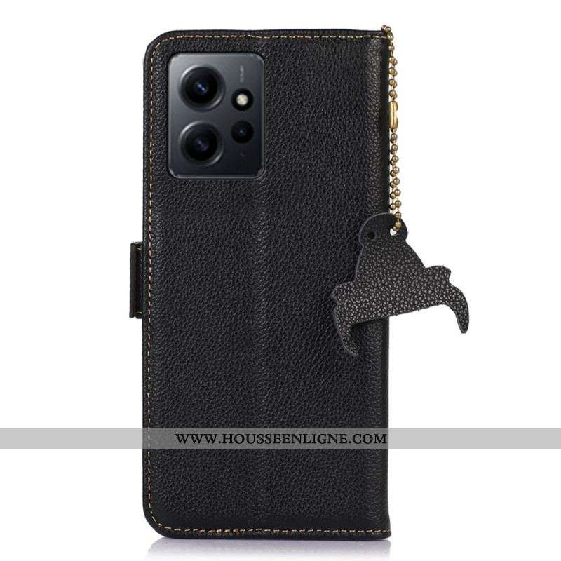 Housse Xiaomi Redmi Note 12 4G Véritable Cuir Texturé RFID