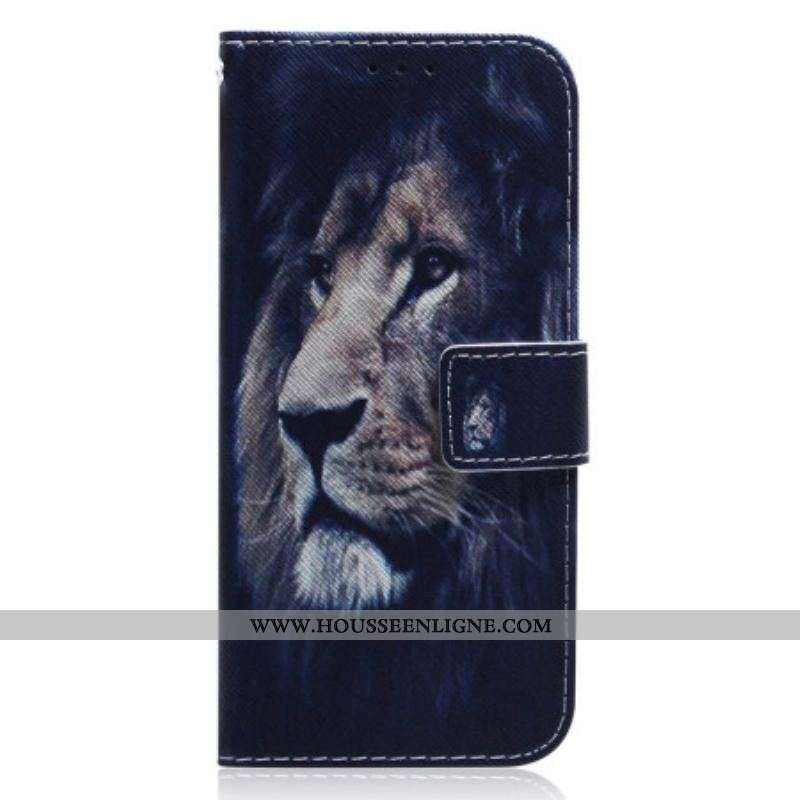 Housse Xiaomi Redmi Note 12/Poco X5 5G Dreaming Lion à Lanière