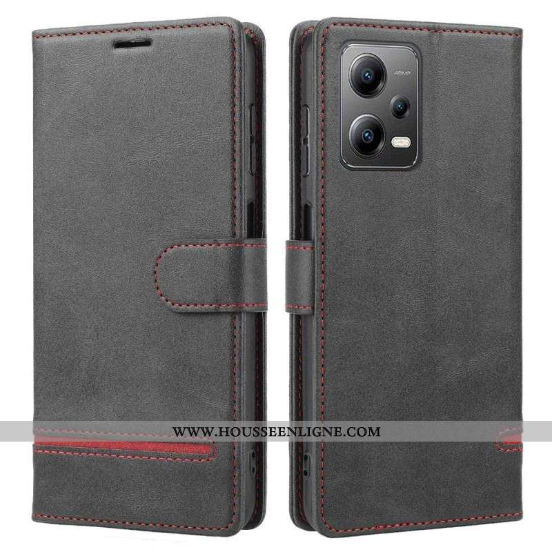 Housse Xiaomi Redmi Note 12/Poco X5 5G Effet Cuir Ligne