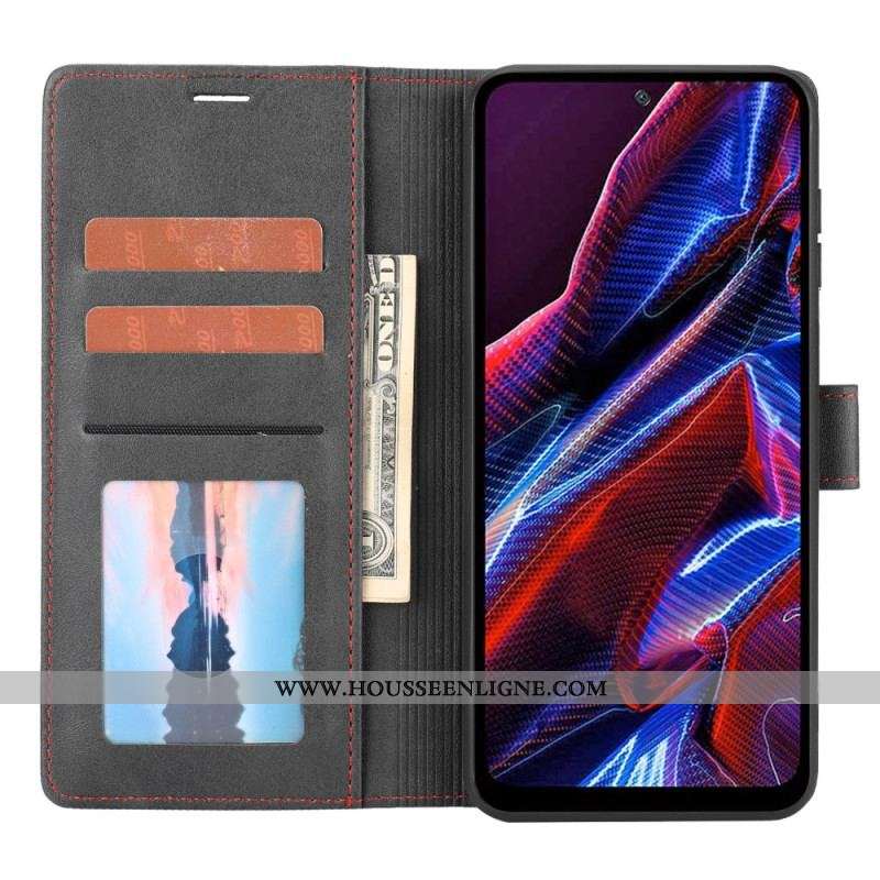 Housse Xiaomi Redmi Note 12/Poco X5 5G Effet Cuir Ligne