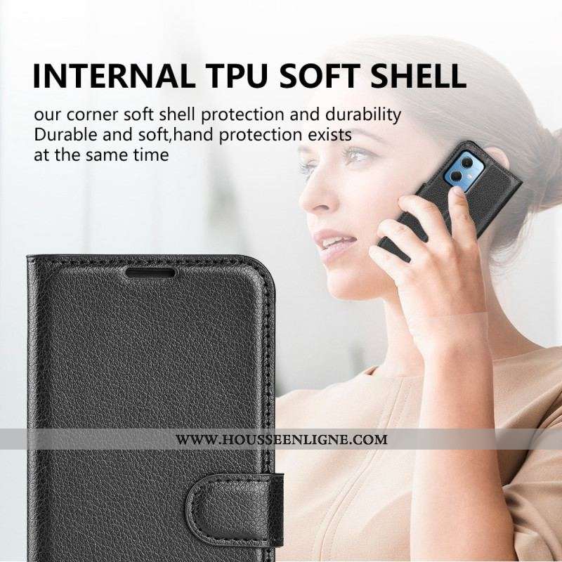 Housse Xiaomi Redmi Note 12/Poco X5 5G Effet Cuir Litchi Classique